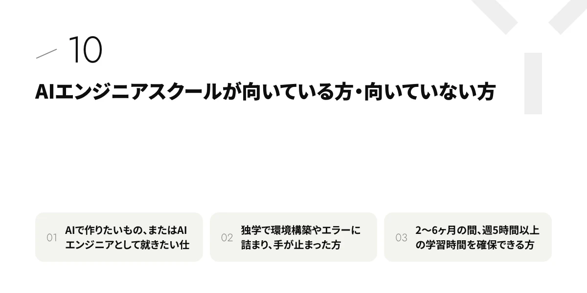 AIエンジニアスクールが向いている方・向いていない方