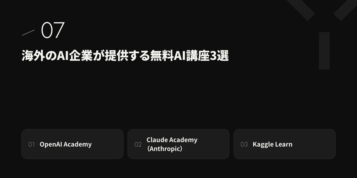 海外のAI企業が提供する無料AI講座3選