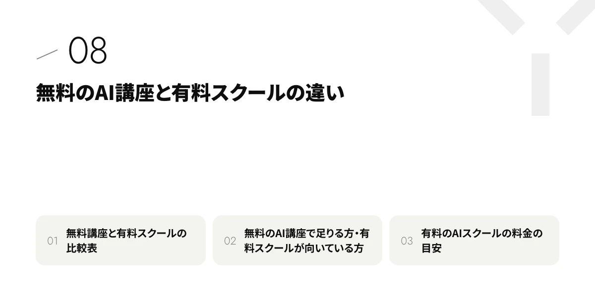 無料のAI講座と有料スクールの違い