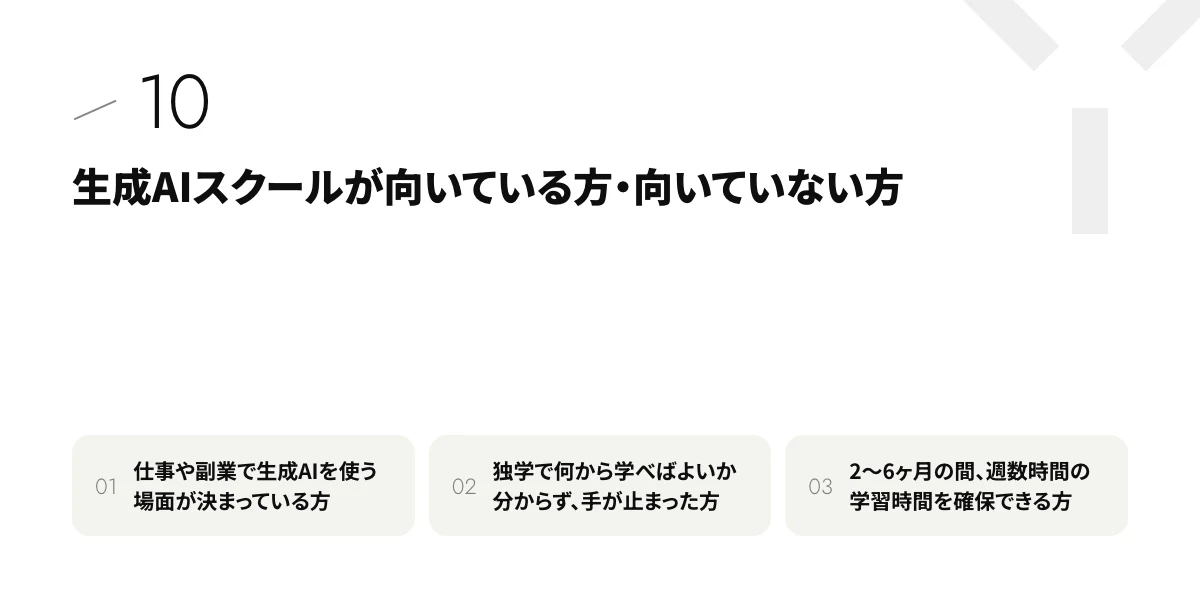生成AIスクールが向いている方・向いていない方