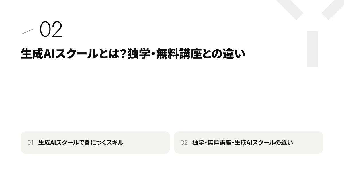 生成AIスクールとは?独学・無料講座との違い